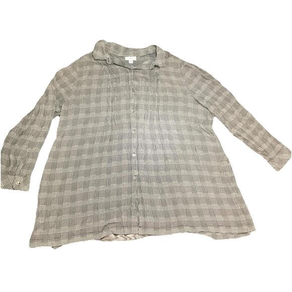 J. Jill Tops - J Jill 3/4 Sleeve‎ Tunic Houndstooth Button Up Light Weight Comfortable Size 2X